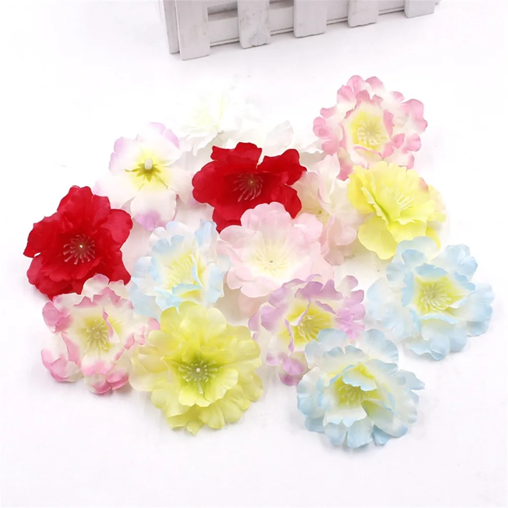 

Free Shipping 10pcs / lot 5.5cm Pink Artificial Silk Cherry Blossom Wedding Flower Bouquets Scrapbooking Diy Garland Hair Access