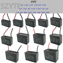 CBB61 конденсатор запуска вентилятора 1 мкФ/1,2 мкФ/1,5 мкФ/1,8 мкФ/2,5 мкФ/3 мкФ/3,5 мкФ/4,5 мкФ/6 мкФ/7 мкФ/8 мкФ/10 мкФ/12 мкФ /15 мкФ/16 мкФ/18 мкФ/20 мкФ 450V 2 шт