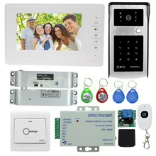 Envío libre 7 ”sistema de intercomunicación timbre video de la puerta teléfono con cámara al aire libre 700TVL con pestillo de la cerradura eléctrica para el hogar seguro