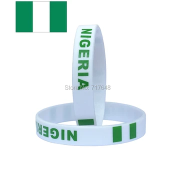 

100pcs flag Nigeria White wristband silicone bracelets free shipping by FEDEX