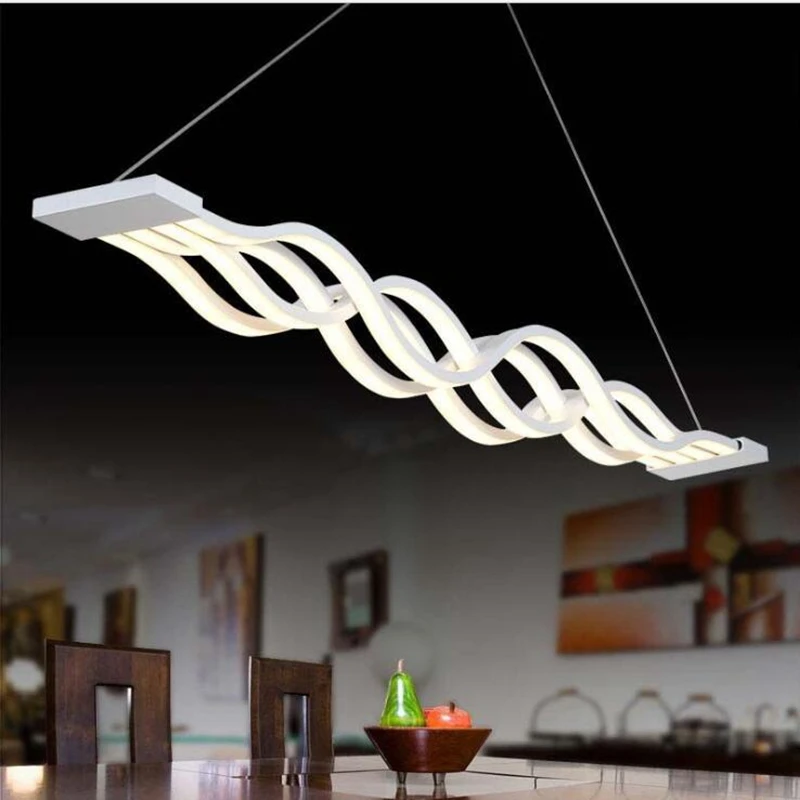 

Pendant Lights 80W Modern Acrylic Wave Acryl Long Lamps for Dinning Room Table Living Room Long LED Dimmable Available