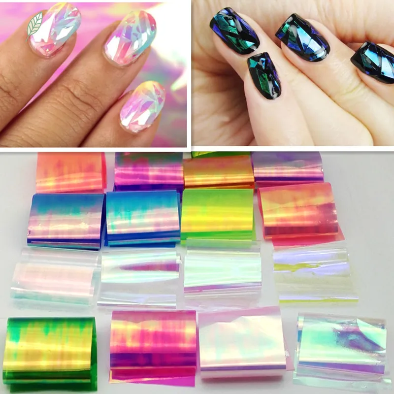 

Galaxy Glass Nail Art Decoration Transfer Paper Foil Sticker Tips Wrap Decal Smooth(18pcs) Nail Wraps Sticker On Nail Tip Salon