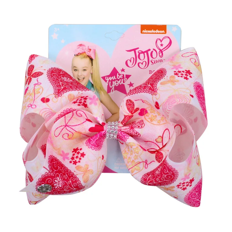 Jojo Siwa Grosgrain ленты большой 8 дюймов банты для волос ручной работы с аллигатором клип узор красивый подарок для детей головные уборы для девушек