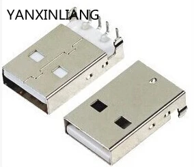 

50Pcs/lot USB 2.0 Male A Type USB PCB Connector Plug Right Angle 90 degree DIP Male USB Connectors