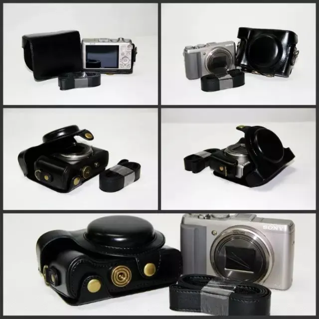 Кожаный чехол для камеры Sony Cyber shot DSC HX60 HX50V HX30 черный коричневый кофейный без
