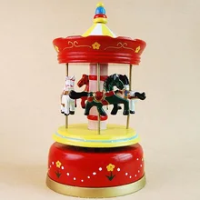 Red resin merry-go-round music box desktop home decoration resin craft creative lover birthday gift