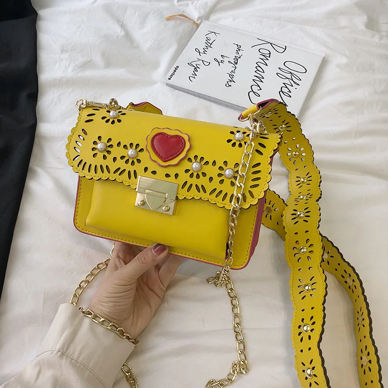 

Luxury Designer New Vintage Women Chain Messenger Bag Hollow Small Flap Bag Pu Leather Women Shoulder Crossbody Bags For Women