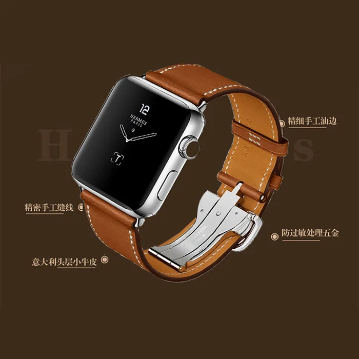 Ремешок из натуральной кожи для apple watch одиночный Тур ремешок для iwatch 5 4 3 2 1 браслет ремень для Hermes 38 мм 42 мм 40 мм 44 мм