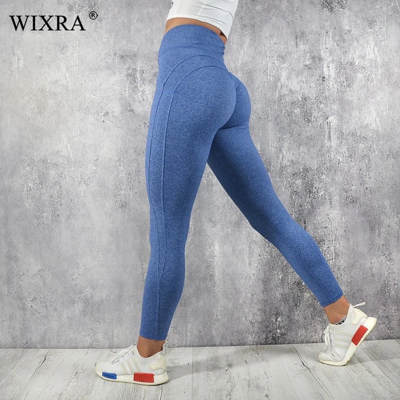 Wixra 2022 New Hot Push Up Fitness Leggings Women Fashion High Waist Workout Long Trousers Slim Solid Casual Pants
