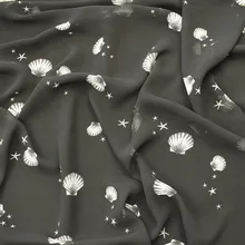 Новая высококачественная вискозная шифоновая ткань весна/лето набивная ткань черная Нижняя Морская звезда Раковина высокого качества
