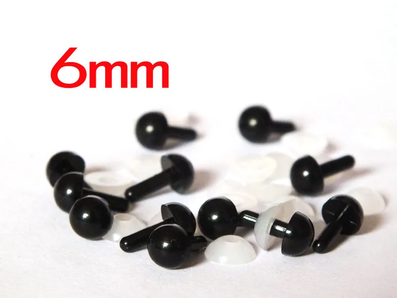 

100pcs/lotTeddy Bear Making Safety Eyes Solid Coloured Plastic with Plastic Backs--6mm
