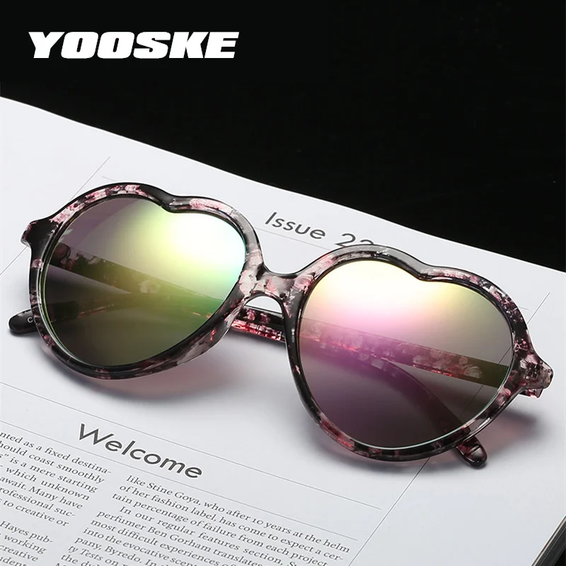 

YOOSKE Popular Heart Sharp Sunglasses Women Vintage Cat Eye Sun glasses Ladies Fashion mirror Glitter Pink Glasses UV400