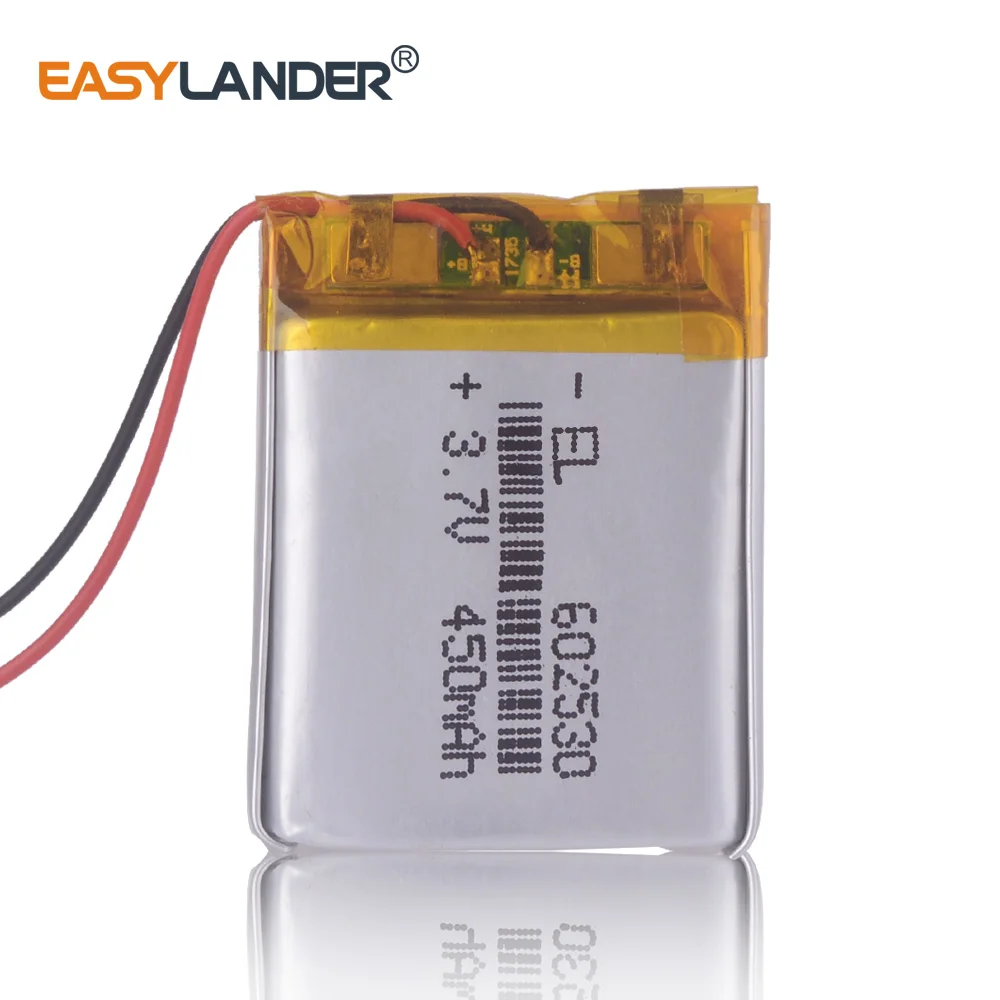 

3pcs/Lot 3.7V 450mAh Rechargeable li Polymer Li-ion Battery For bluetooth headset mouse Bracelet Wrist Watch 602530 062530