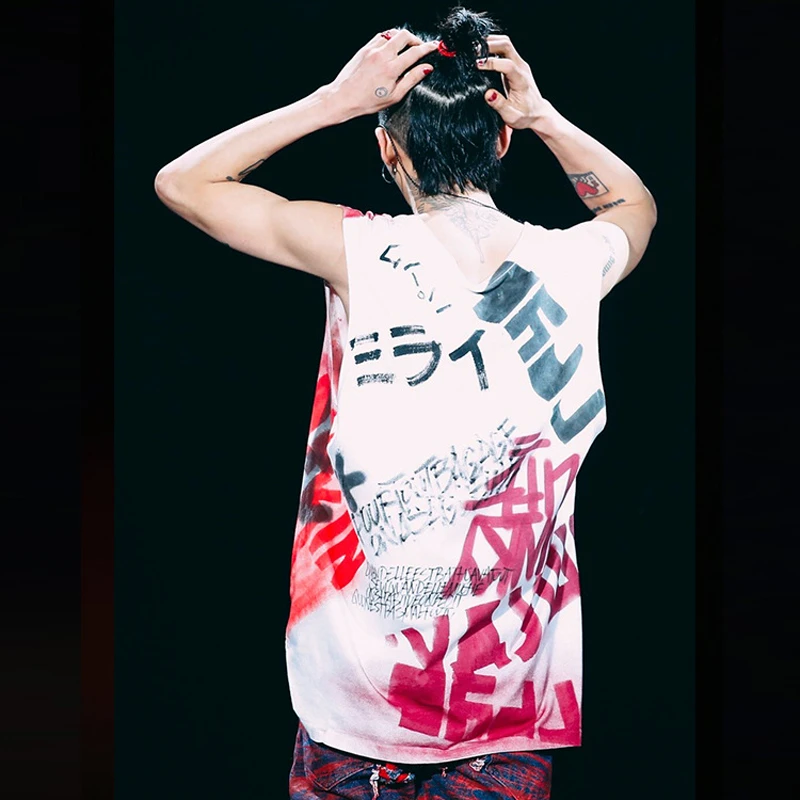 Wxcam Kpop G ドラゴンプリントtシャツ ノースリーブtシャツ Bigbang Gd G Dragon ユニセックス 落書きベスト デジタルプリントtシャツ Tシャツ Aliexpress