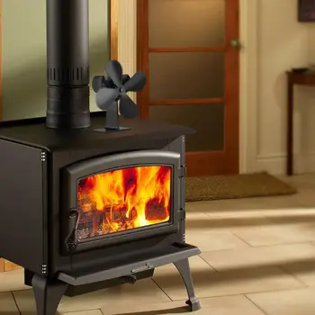 

Wood Heater 4 Blades Stove Eco Fan Stove Fireplace Fire Heat Powered Circulating Fans Ultra Quiet