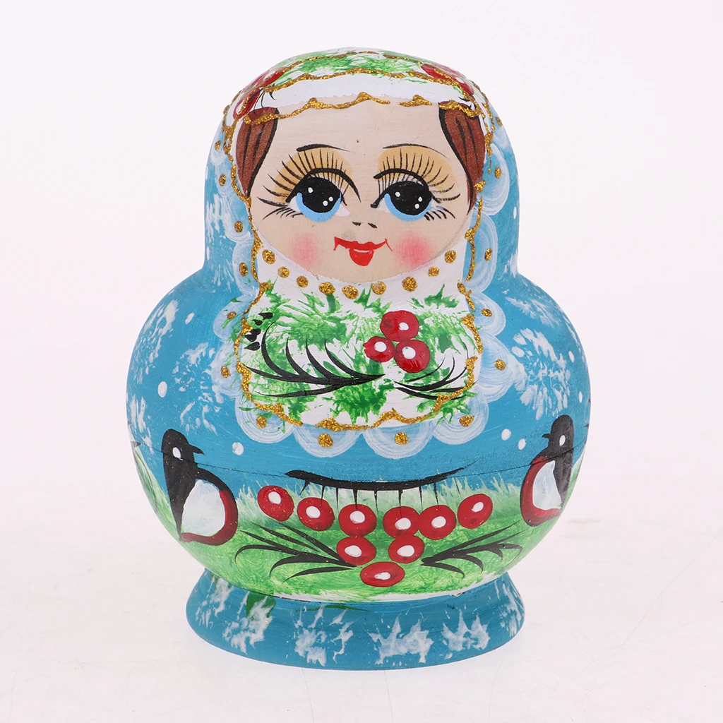 2 Sets of 10 Pieces Hand Painted Girls Russian Babushka Matryoshka Nesting Dolls Kit Kids Birthday Gift Christmas Ornaments
