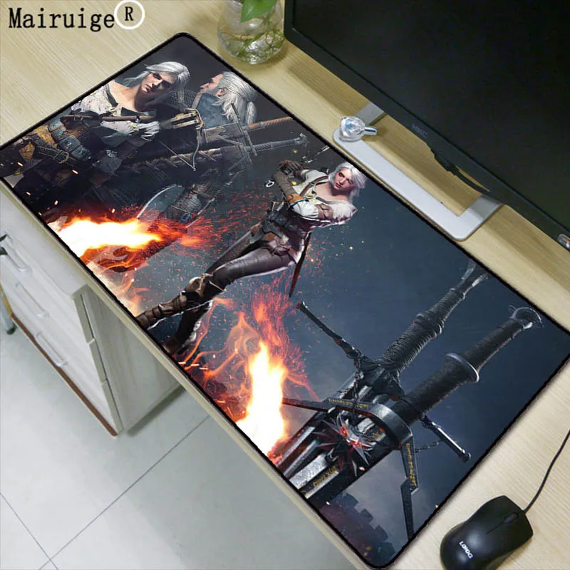 

Mairuige Printed Witcher 3 mouse pad gamer play mats Large Gaming Mouse Pad Lock edge Mouse Mat Keyboard Pad Free Shipping