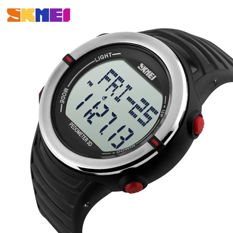 

SKMEI Heart Rate Monitor Watches Men Calorie Tracking Pedometer Timer Stop Watch Auto Date Clock Military Watch 1111
