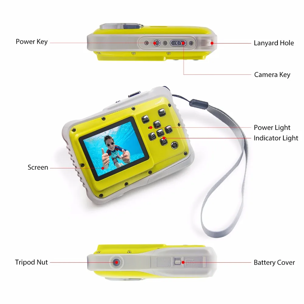 Underwater Waterproof Camera Newest Christmas Gift Best Mini Camera for kids Outdoor Sports Diving 3m Waterproof Action Camera (2)