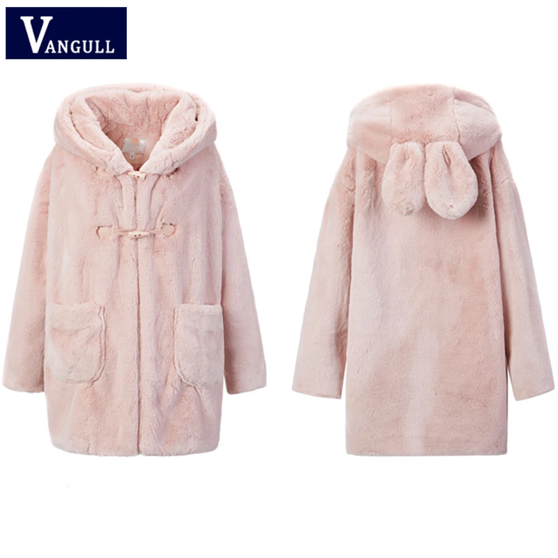 Corne Capuchon Fourrure Femmes Lâche Hiver Veste Chaud Casual 2018 Femme Pardessus Gray De pink Vêtements Doux Élégant À Bouton Faux Manteau fqwXtOxnvg