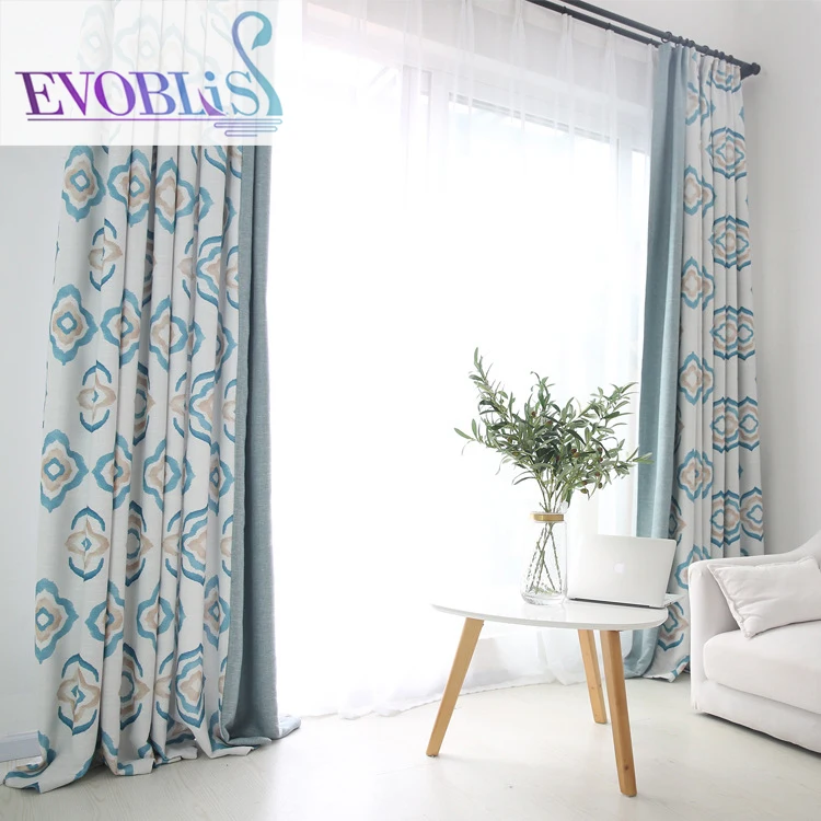 

2018 new American small fresh thick printing blackout curtains for living room patchwork curtains for bedroom