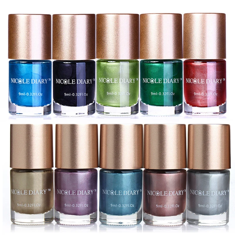 

9ml NICOLE DIARY Metallic Nail Polish Mirror Effect Metal Nail Varnish Shiny Nail Lacquer Manicure Nail Art Fingernail Vernis