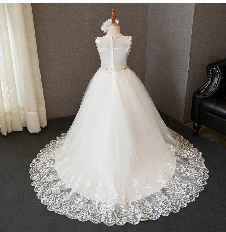 

Flower Lace Teen Girls Wedding Pageant Party Dresses for Princess Communion Teenagers
