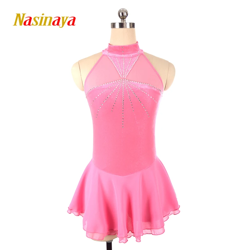 Women's Children's Figure Skating Competition Training Dress Rhythmic Gymnastics Sleeveless Black Velvet Nasinaya