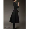 30- women vintage 50s Audrey Hepburn retro half sleeve pleated little black dress big plus size vestidos elegant jurken ► Photo 3/4