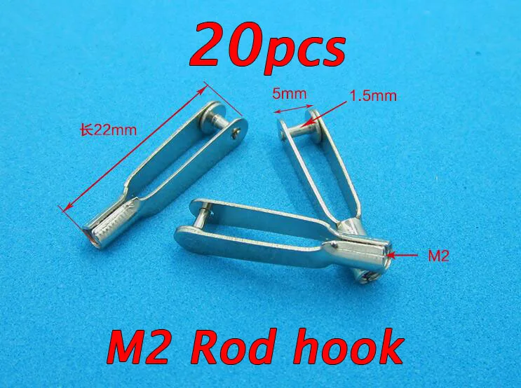 

20 Pcs M2 Metal Clevis Chuck 2mm RC Control Servo Horn Pull Rod End Head for RC Airplane/Car/Boat/Fixed-wing Aircraft Model