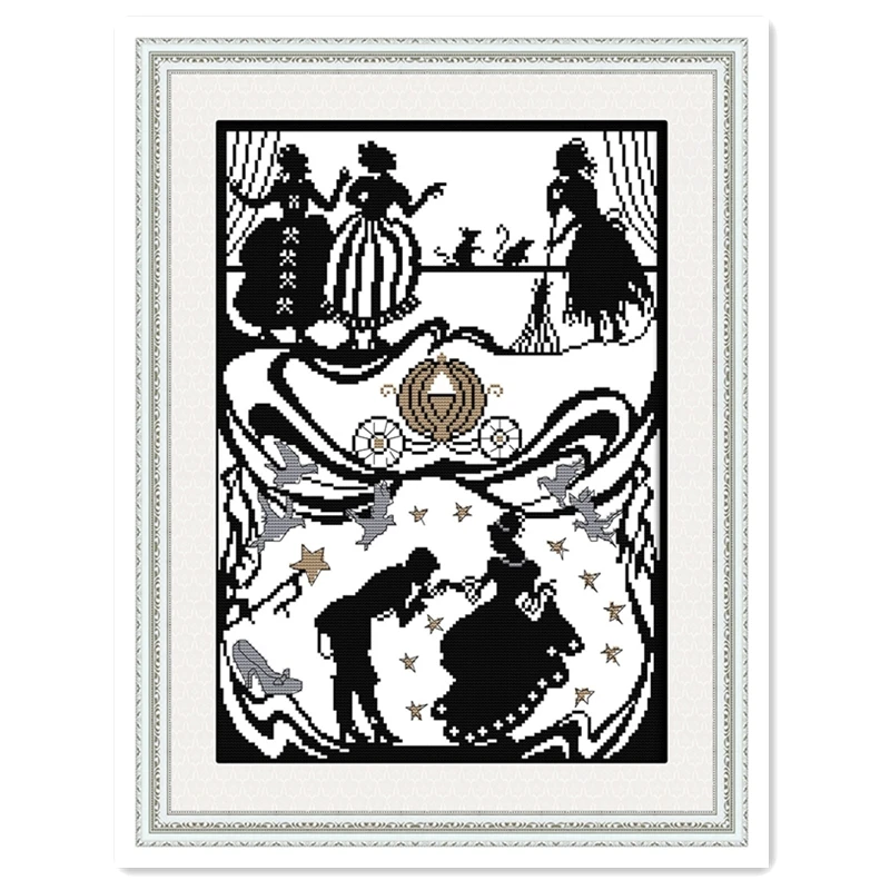 

Cinderella Home Decor joy sunday Needlework DMC Cross Stitch Fabric Chinese Counted Cross Stitch Pattern 11CT Printed On Canvas