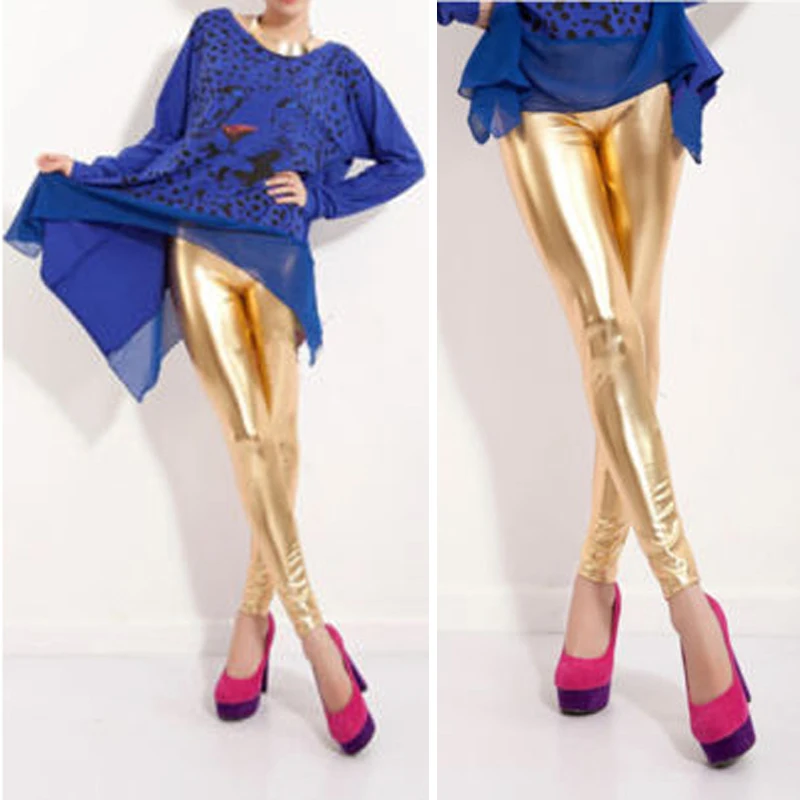 

New Women Skinny Leggings Autumn Sexy PU Leather High Waist Wetlook Long Pants Slim Fit female ankle length trousers