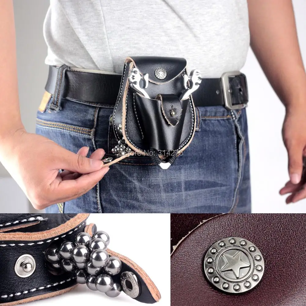 

2 in 1 AUTO LOADING Genuine Leather Hunting Slingshot Pouch With Ball Magnet Catapult Ammo Pouch Bag Case Holder Belt Holster