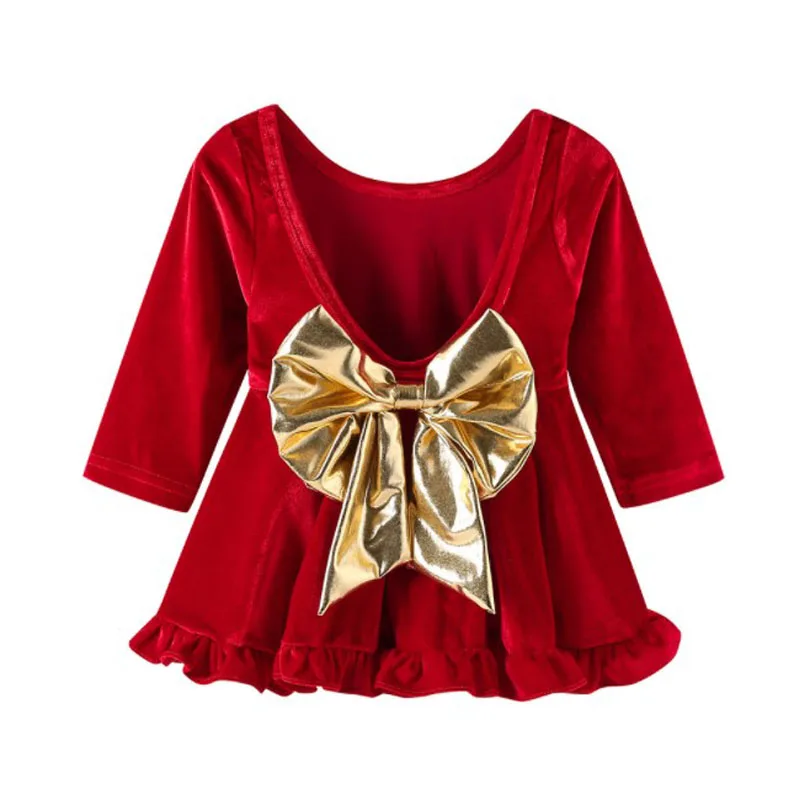 Long Sleeve Girls Dress 1 2 3 4 5 Year Baby Red Christmas Costume