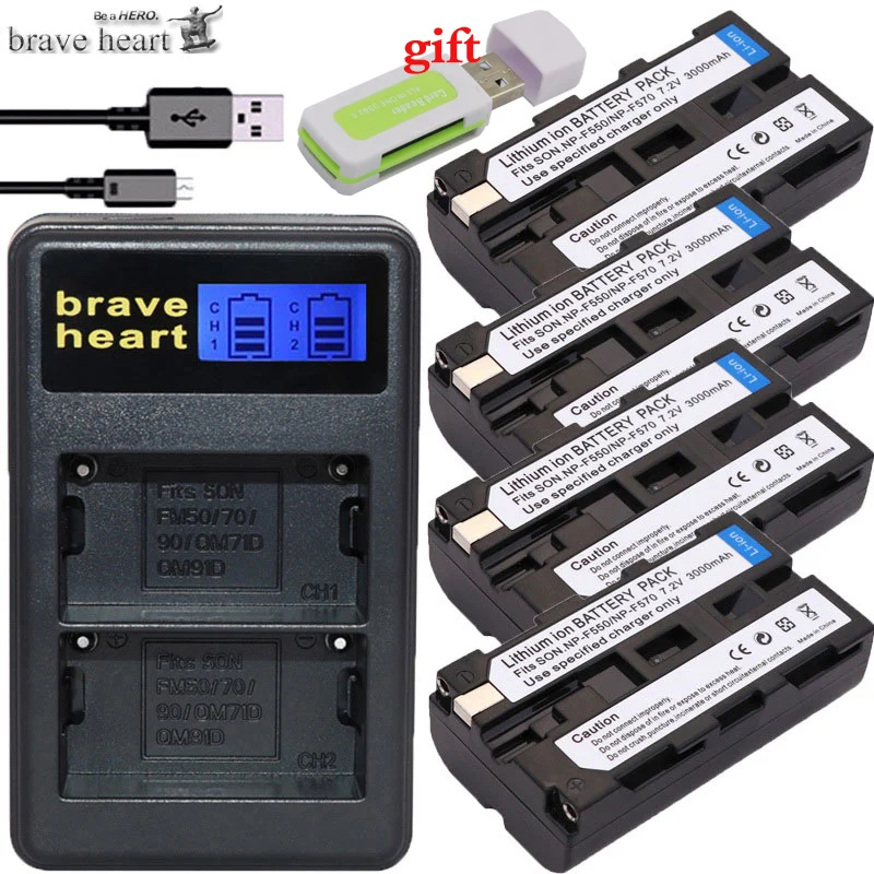 

4x batteries NP-F550 NP-F330 NP-F530 NP-F570 NP-F730 NP-F750 Battery + LCD DUAL USB Charger for Sony CCD-SC55 CCD-TRV81 MVC-FD81