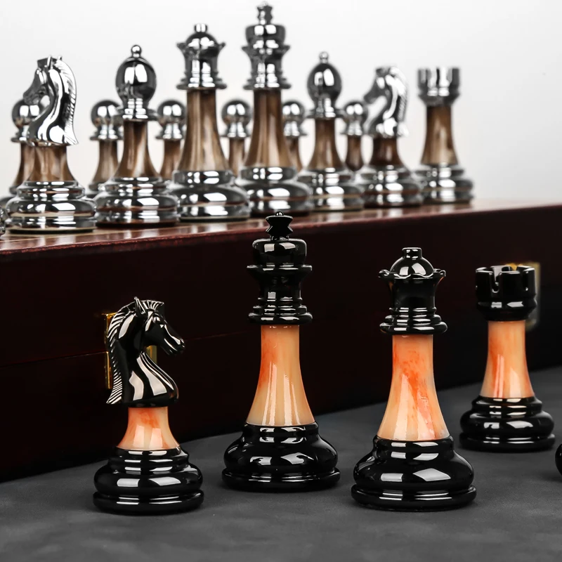 Высококачественная Шахматная Подарочная коробка набор из твердой древесины Складная шахматная доска имитация нефрита шахматы 45 см* 45 см* 3 см Шахматный набор
