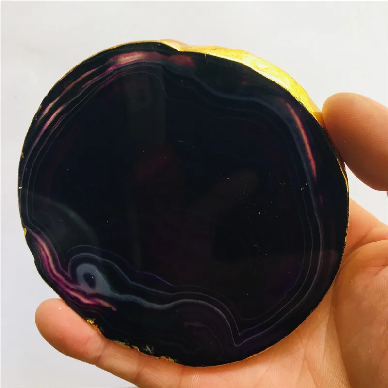 Большое разнообразие Агат срез жеоды полированный Кристалл кварц - Цвет: Сливовый