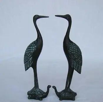 

Collectible Handmade carving Statue Bronze Crane Deco Art