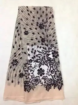 

2017 Net French Fabric Lace With Sequins High Quality African France Tulle Lace Embroidery Fabrics For Wedding JL54D8SS