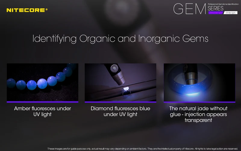 Nitecore GEM SERIES Professional Gemstone Identification Flashlight with Ultraviolet Light  White Light (12)