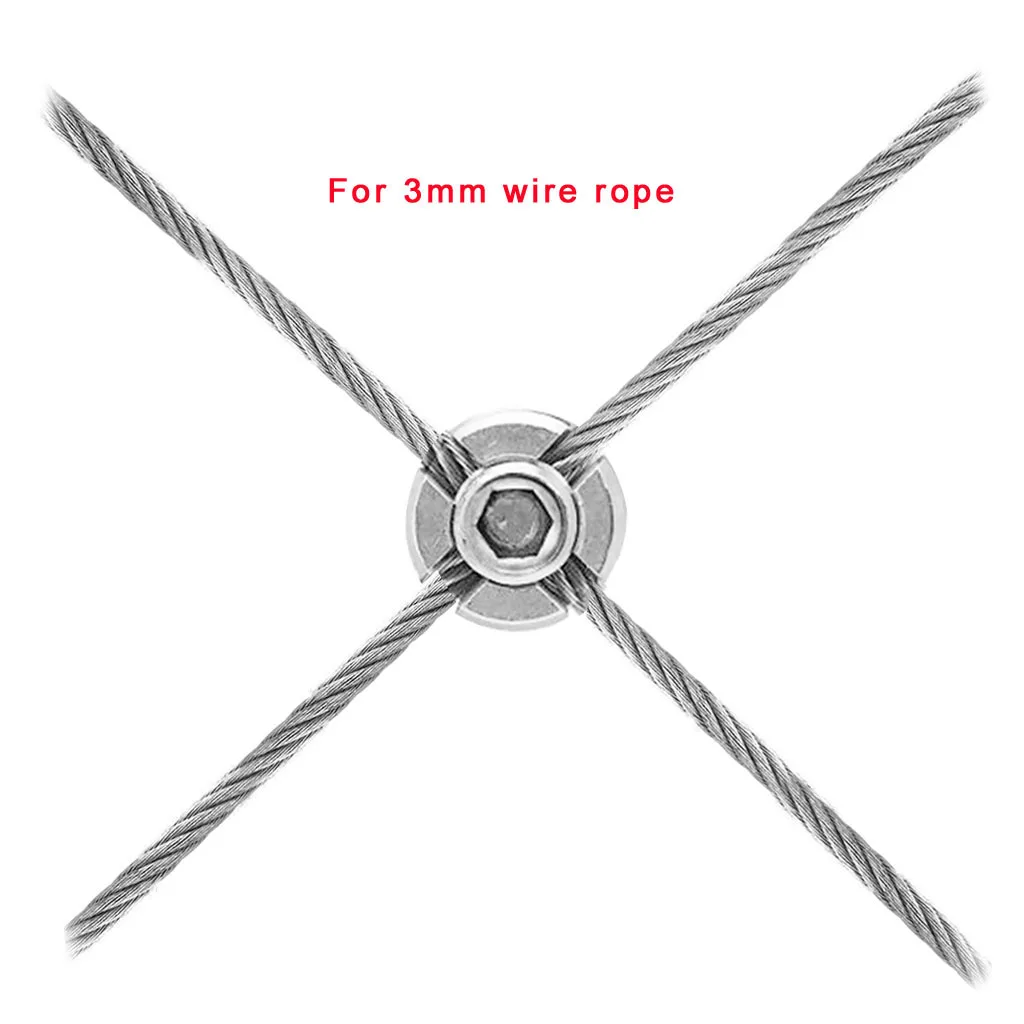 4 Pieces Stainless Steel 316 Marine Grade 3mm Wire Rope Cross Clips Trellis Green Wall System