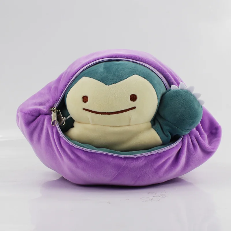 

30cm Special Design Ditto Snorlax Plush Toy Metamon Inside-Out Ditto Becomes Snorlax Stuffed Doll Pillow Cushion