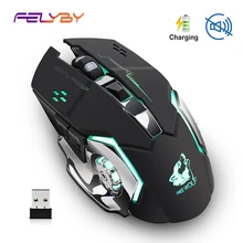 FELYBY мышь игра 2400 dpi перезаряжаемая Беспроводная Бесшумная светодиодная подсветка usb оптический, эргономический Игровой Мышь для ПК компьютера ноутбука