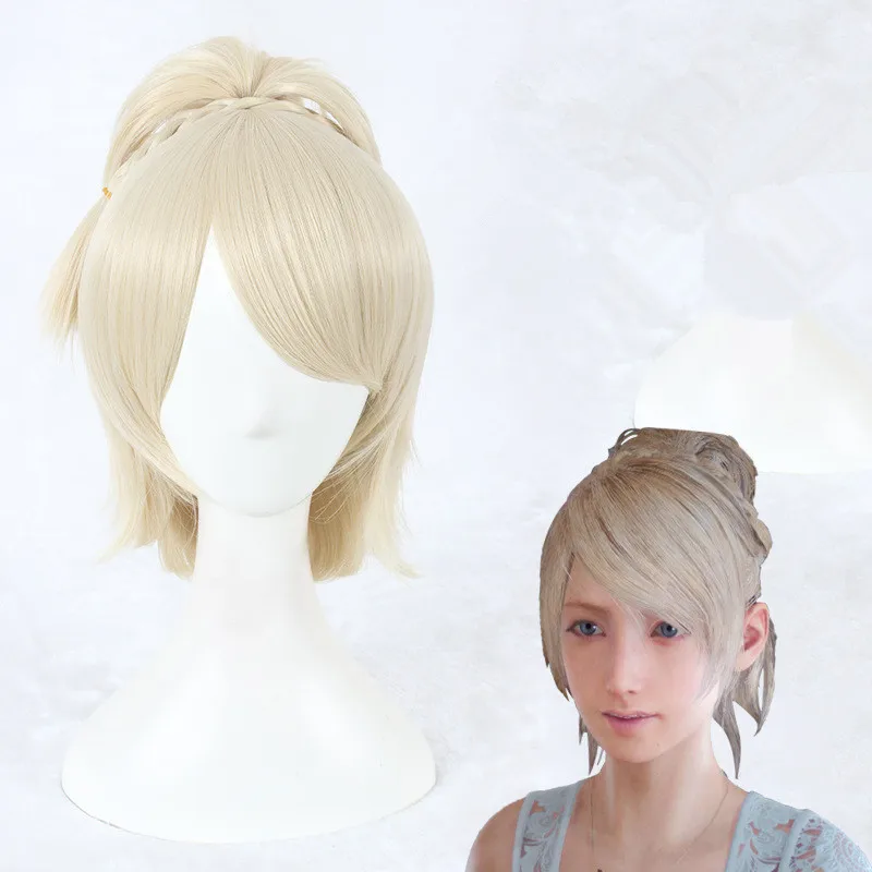 

Hot Game Final Fantasy XV Lunafreya Cosplay hair Women/Girls Princess Light Gold Hair Halloween,Stage Costumes High quality