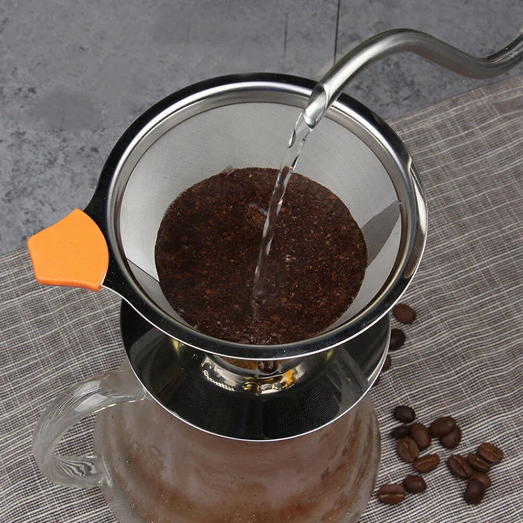 Новое поступление Горячая нержавеющая сталь залейте конус капельница многоразовый фильтр для кофе с чашкой стенд лучшие продажи дропшиппинг