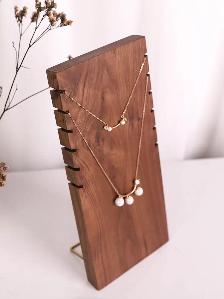  Black Walnut Wood Necklace Chain Pendant Display Holder Jewelry Display Stand Ring Display Holder