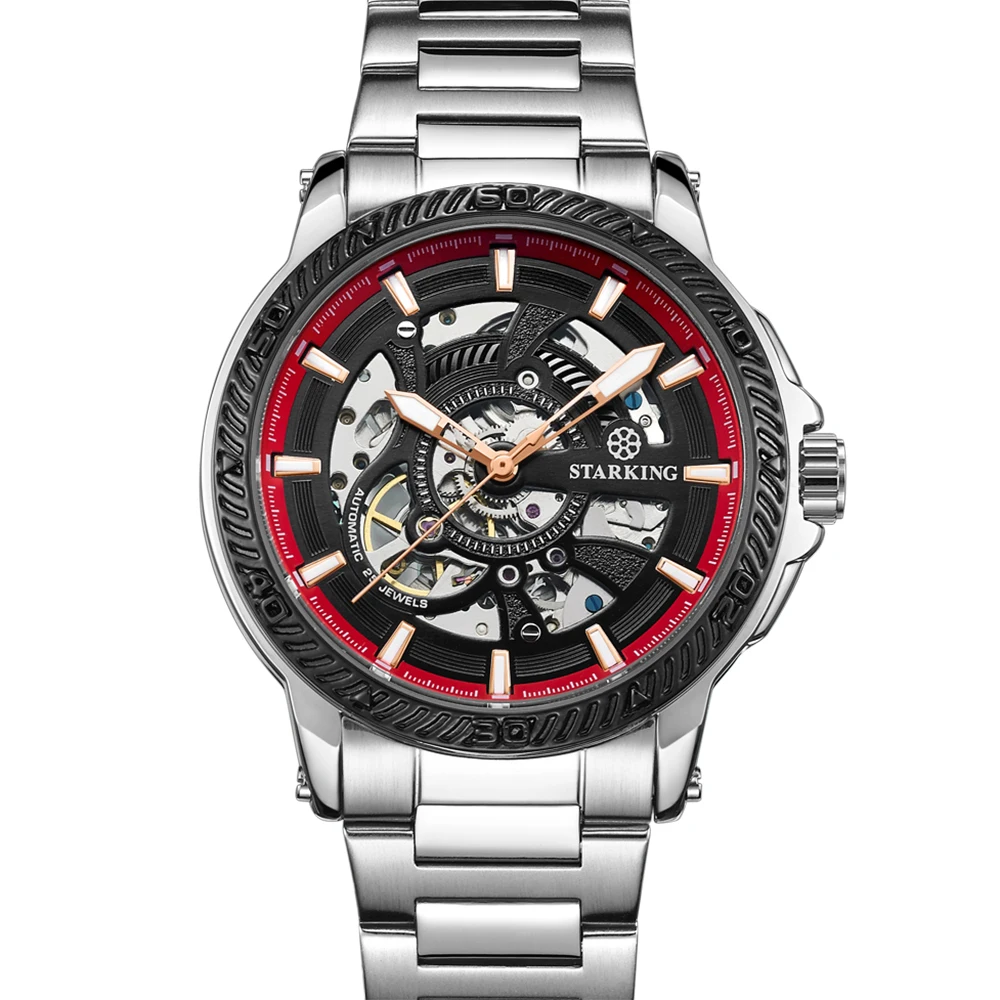 

Silver Skeleton Stainless Steel Waterproof Luminous Automatic Mechanical Watches for Men Sport Hollow Wristwatches
