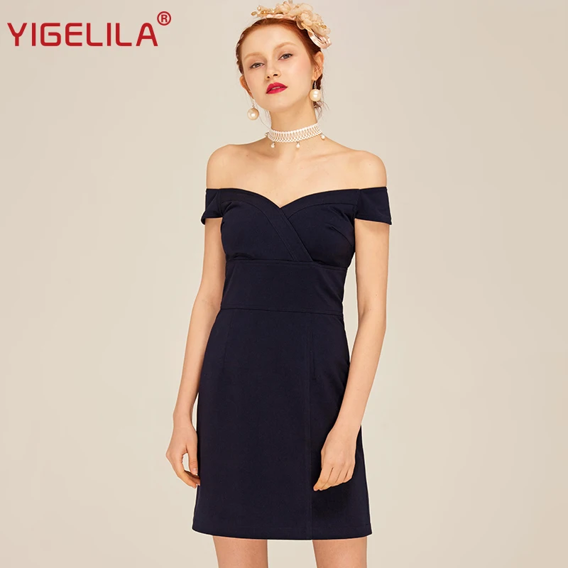 YIGELILA 2019 новейшее Новое Женское Платье сексуальное однотонное платье с вырезом