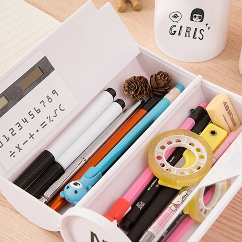 

1 Piece Pencil Box Multifunctional Large Capacity Pencil Cases with Mirror Calculator for Boys Girls School Stationery