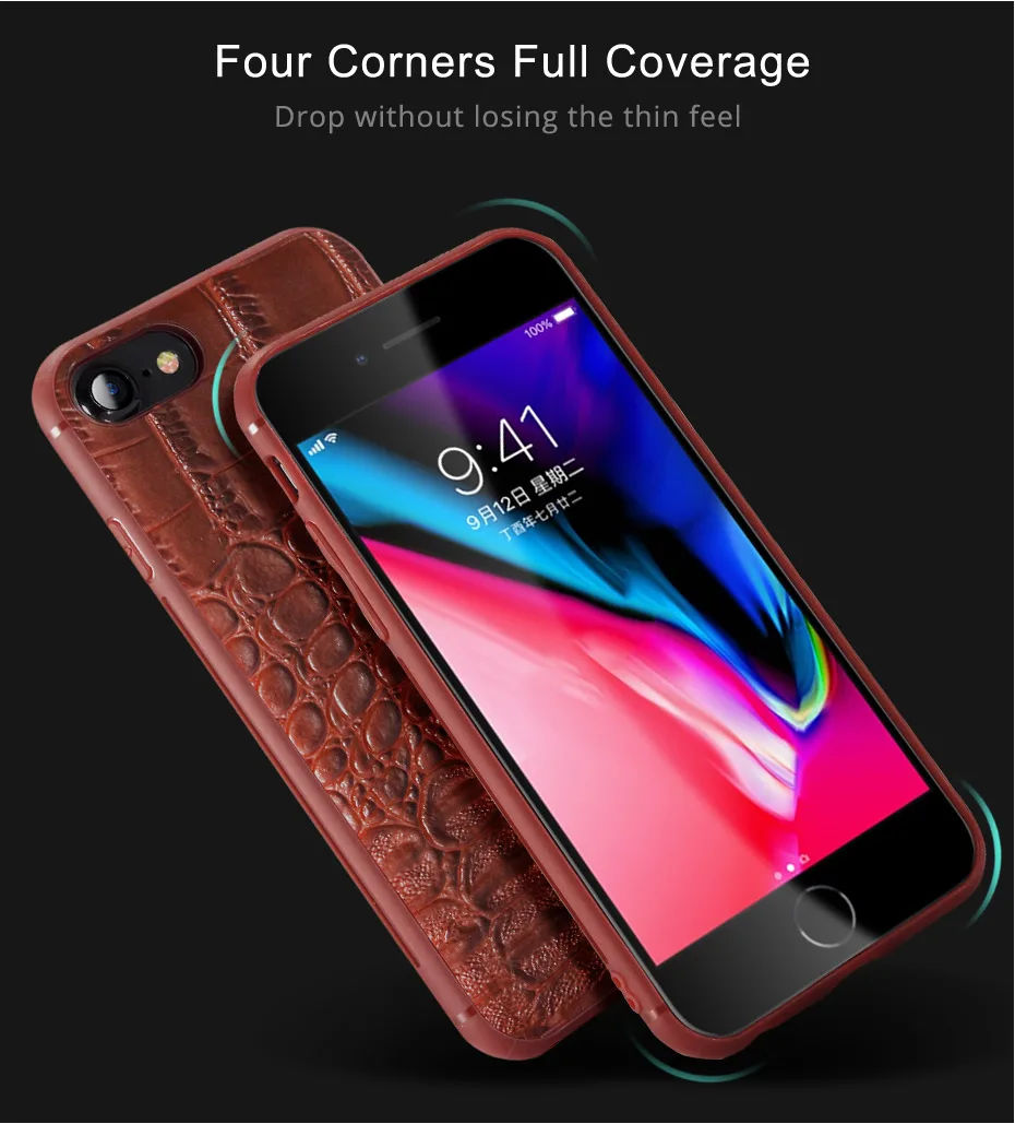NKOBEE For iPhone8 Case Leather Crocodile 3D Coque For iPhone 8 Plus Case Luxury Silicone TPU Cover For iPhone 8plus Case Slim (3)